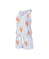 Women's Concepts Sport White New York Mets Reel Pinstripe Knit Romper