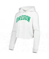 Women's League Collegiate Wear Ash Oregon Ducks 2-Hit 1636 Cropped Pullover Hoodie