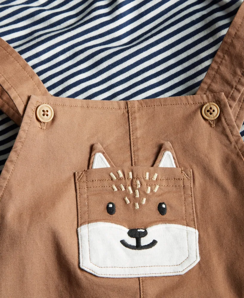 First Impressions Baby Boys Fox Overalls and T Shirt, 2 Piece Set, Created for Macy's