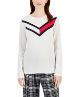 Tommy Hilfiger Women's Cotton Chevron-Striped Sweater