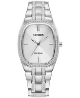 Citizen Eco-Drive Women's Crystal Stainless Steel Bracelet Watch 28mm, Created for Macy's - Silver