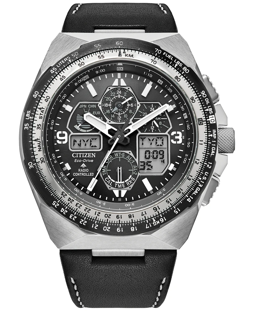 Citizen Eco-Drive Men's Chronograph Promaster Skyhawk Leather Strap Watch 46mm