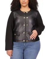 Michael Michael Kors Plus Size Faux Leather Button Jacket