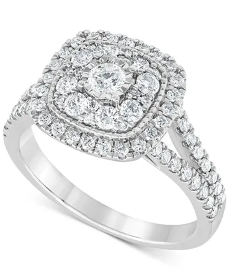 Diamond Halo Cluster Ring (1 ct. t.w.) in 10k White Gold