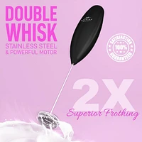 Double Whisk Milk Frother Handheld Mixer With Improved Motor