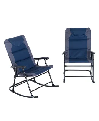 Outsunny 2 Piece Outdoor Rocking Chair Set, Patio Furniture Set with Folding Design, Armrests for Porch, Camping, Balcony