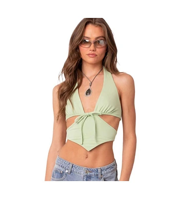 Cady tie front cut out top