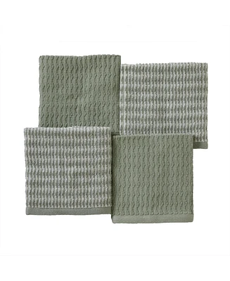 Skl Home Long Borough Turkish Cotton 4 Piece Washcloth Set, 12" x