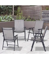 Outsunny Folding Outdoor Patio Chairs Set of Stackable Portable for Deck, Garden