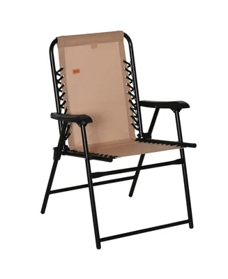 Outsunny Folding Patio Chair, Outdoor Portable Armchair Camping Chair for Camping, Pool, Beach, Lawn, Deck