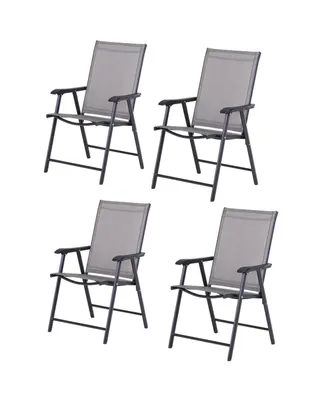 Outsunny Folding Outdoor Patio Chairs Set of Stackable Portable for Deck, Garden