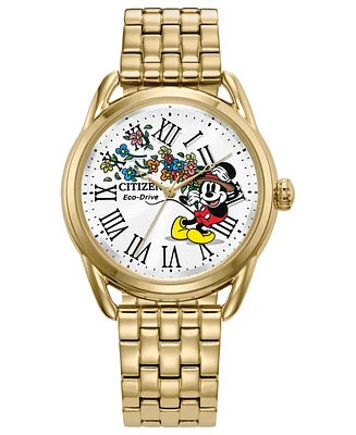 Citizen Eco-Drive Women's Mickey Mouse Gold-Tone Stainless Steel Bracelet Watch 36mm