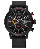 Citizen Eco-Drive Men's Chronograph Star Wars Darth Vader Black Leather Strap Watch 44mm