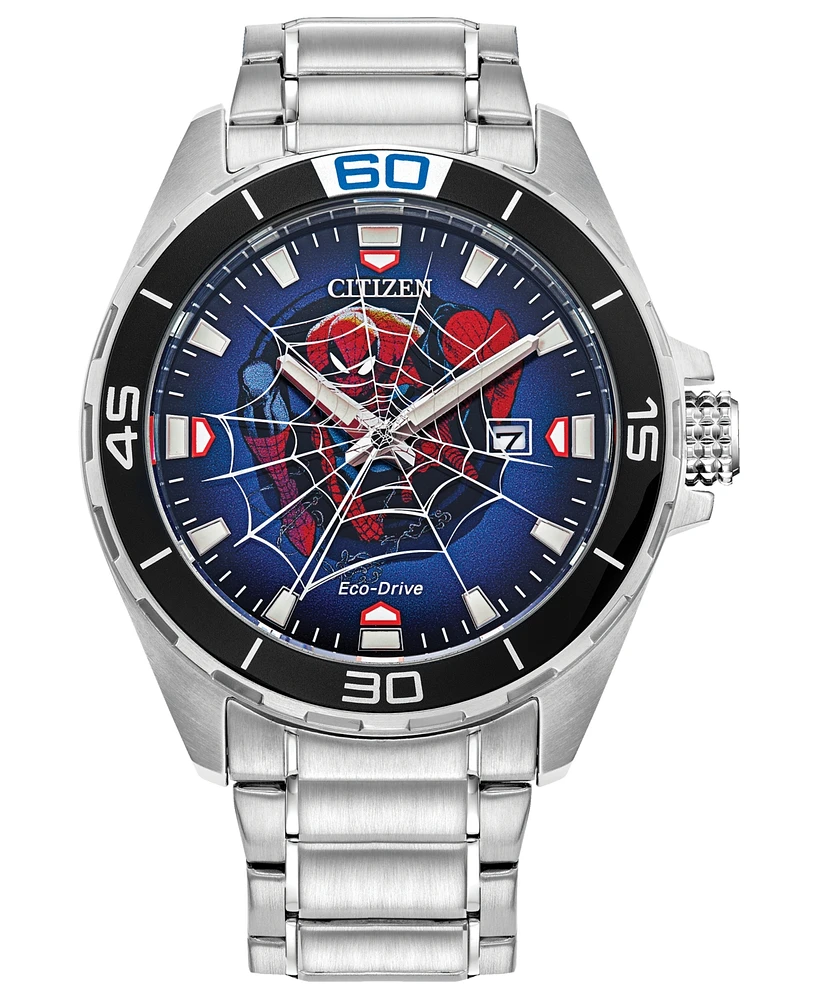 Citizen Eco-Drive Men's Marvel Spider-Man Stainless Steel Bracelet Watch 44mm - Silver