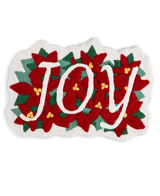 Holiday Lane Poinsettia Joy Sculpted Holiday Rug, 20" x 30", Created for Macy's