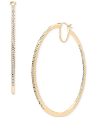 Wrapped Diamond & Out Medium Hoop Earrings (1/2 ct. t.w.) Sterling Silver or 14k Gold-Plated Silver, Created for Macy's