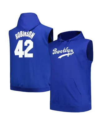 Men's Fanatics Jackie Robinson Royal Brooklyn Dodgers Name and Number Muscle Big and Tall Tank Hoodie