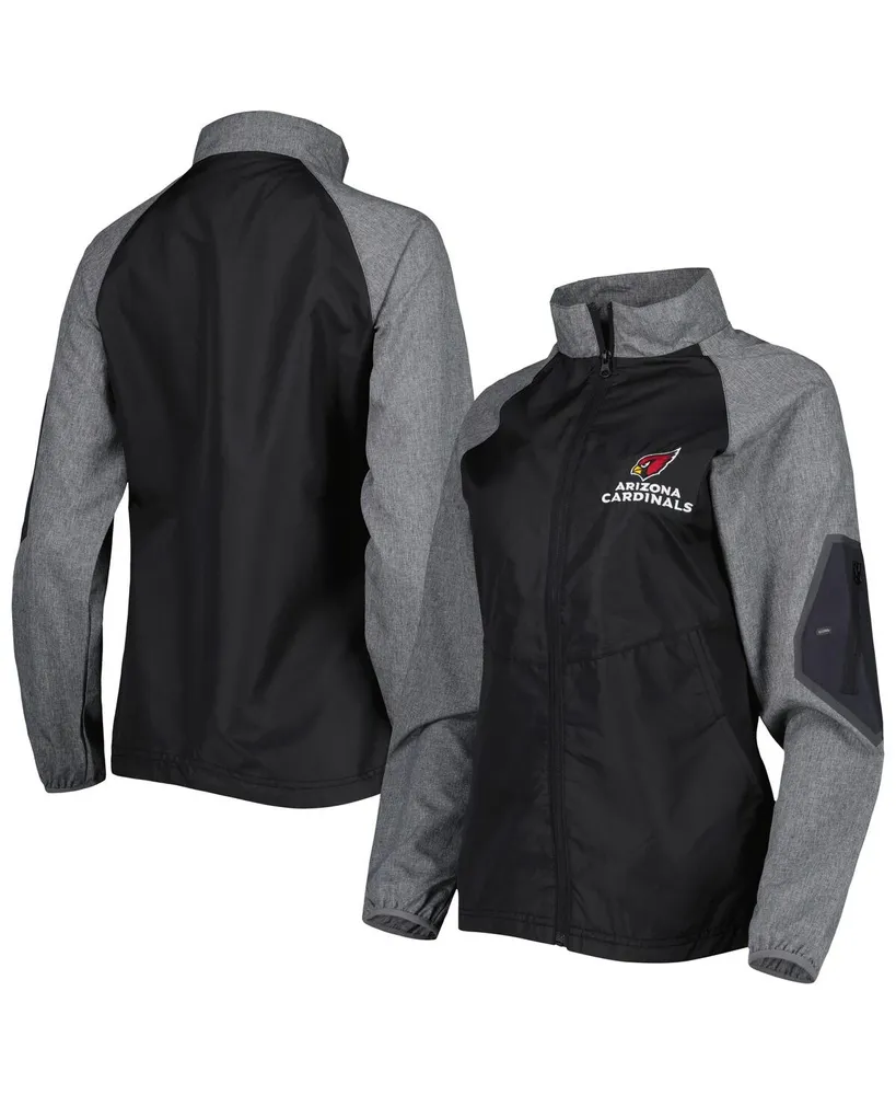 Women's Dunbrooke Black, Gray Arizona Cardinals Hurricane Raglan Full-Zip Windbreaker