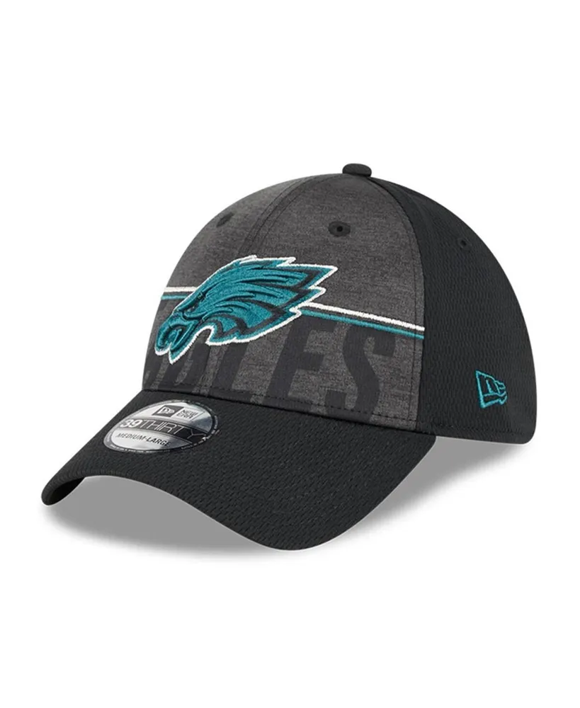 Men's Philadelphia Eagles New Era NFL 2023 Training Camp Black Throwback Logo 39THIRTY Flex Fit Hat M/L / Black