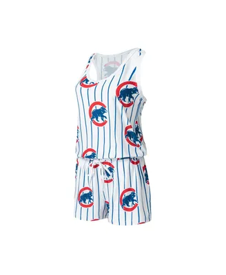 Women's Concepts Sport White Chicago Cubs Reel Pinstripe Knit Romper