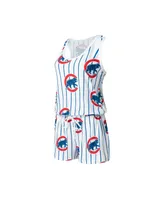 Women's Concepts Sport White Chicago Cubs Reel Pinstripe Knit Romper