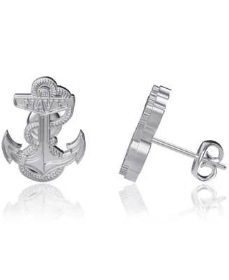 Women's Dayna Designs Navy Midshipmen Silver Post Earrings - Silver