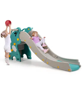 4 in 1 Kids Climber Slide Play Set w/Basketball Hoop & Toss Toy Indoor & Outdoor