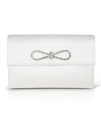 Jewel Badgley Mischka Woman's Alicia Satin Envelope Clutch with Crystal Bow