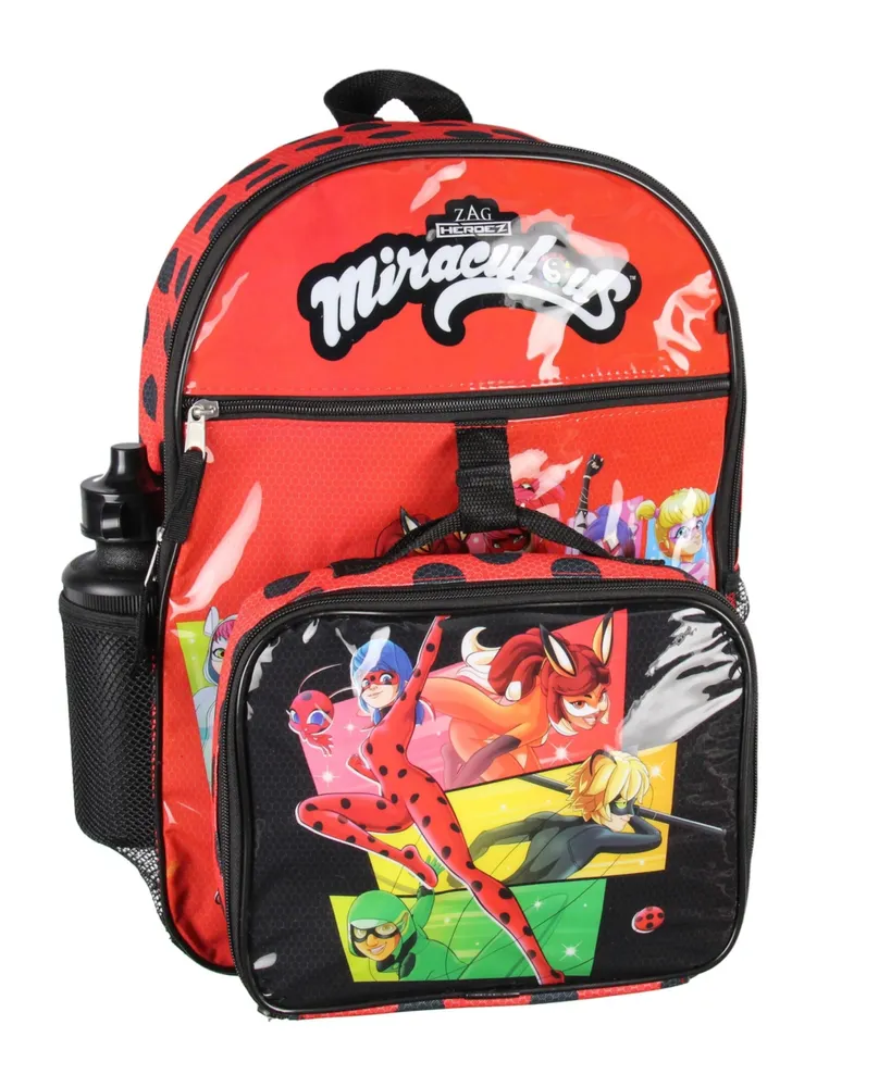Miraculous: Tales of Ladybug & Cat Noir Characters 5 Pc Backpack Lunchbox Icepack Water Bottle