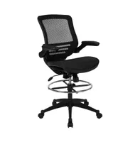 Emma+Oliver Mid-Back Transparent Mesh Drafting Chair With Flip-Up Arms