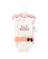 Little Treasure Baby Girls Treasure Cotton Bodysuits 3pk, Lets Do Brunch, 9-12 Months