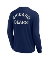 Men's and Women's Fanatics Signature Navy Chicago Bears Super Soft Long Sleeve T-shirt