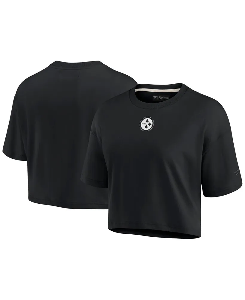 Fanatics Signature Women's Fanatics Signature Black Pittsburgh Steelers  Super Soft Short Sleeve Cropped T-shirt