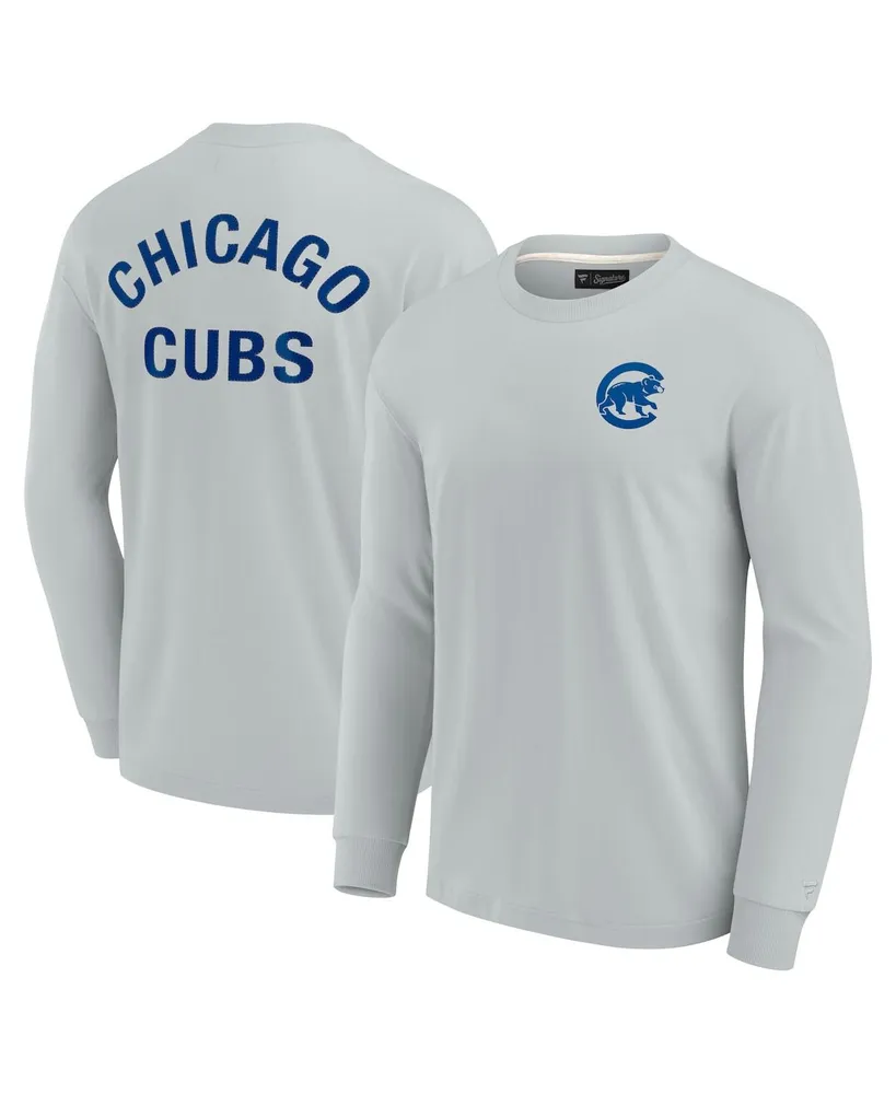 Men's and Women's Fanatics Signature Gray Chicago Cubs Super Soft Long Sleeve T-shirt