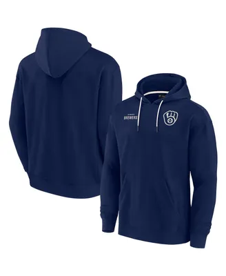 Men's and Women's Fanatics Signature Navy Milwaukee Brewers Super Soft Fleece Pullover Hoodie