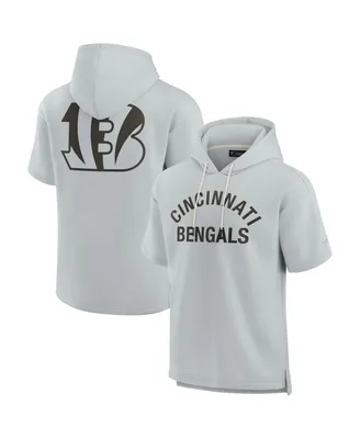 Men's and Women's Fanatics Signature Gray Cincinnati Bengals Super Soft Fleece Short Sleeve Hoodie
