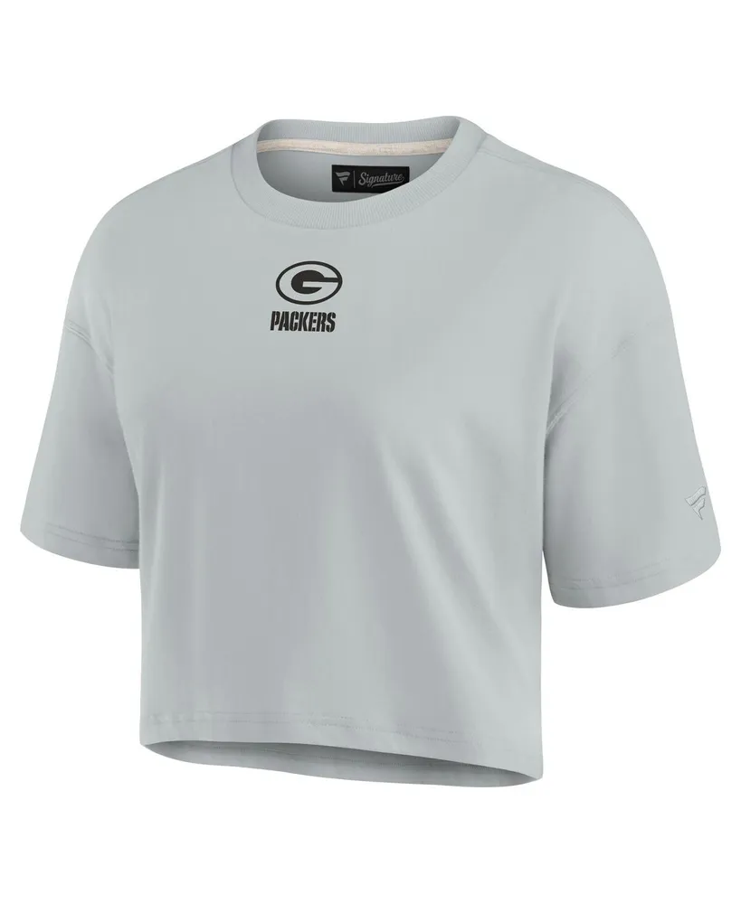Women's Fanatics Signature Gray Green Bay Packers Super Soft Short Sleeve Cropped T-shirt