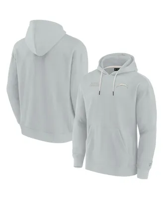 Men's and Women's Fanatics Signature Gray Los Angeles Chargers Super Soft Fleece Pullover Hoodie