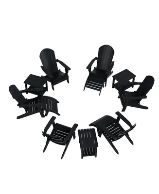 12-Piece Outdoor Adirondack Chair with Ottoman and Side Table Set