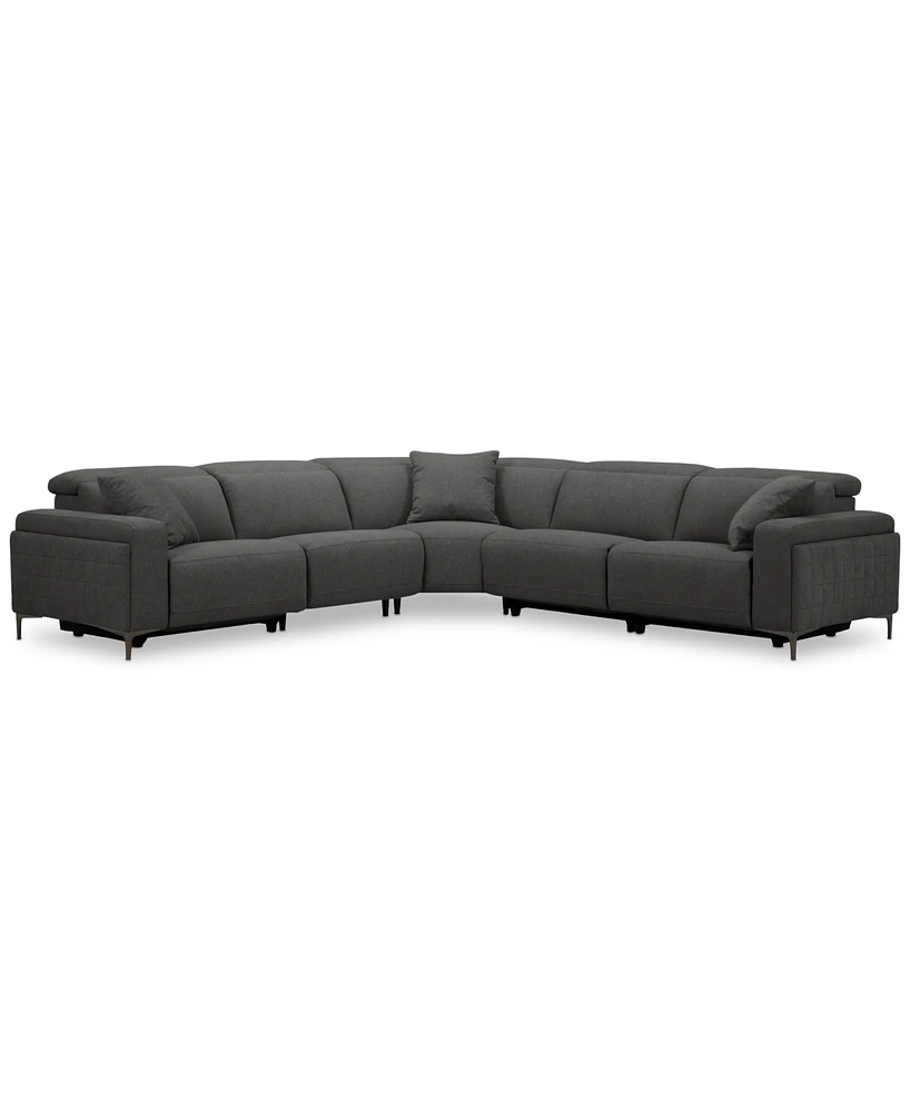 Closeout! Adney 5-Pc. Power Recliner Fabric Sectional Sofa, Created for Macy's