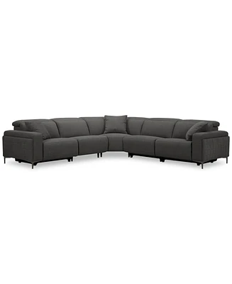 Closeout! Adney 5-Pc. Power Recliner Fabric Sectional Sofa, Created for Macy's