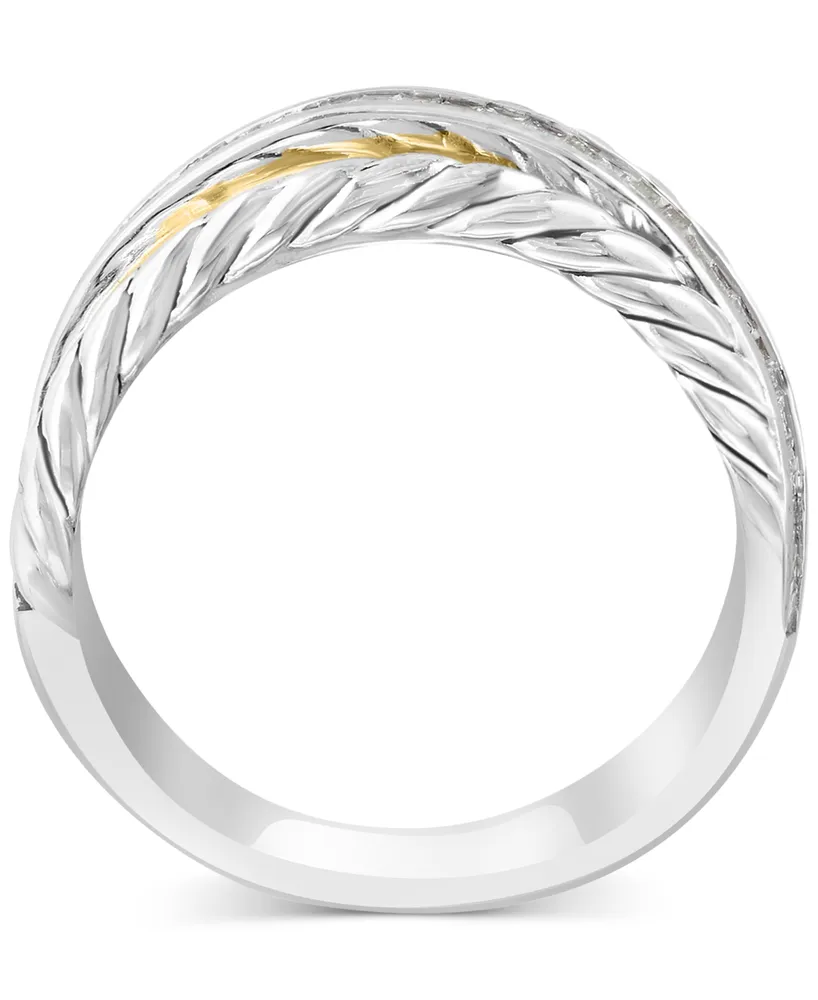 Effy Diamond Baguette Crossover Ring (1/5 ct. t.w.) in Sterling Silver & 14k Gold-Plate