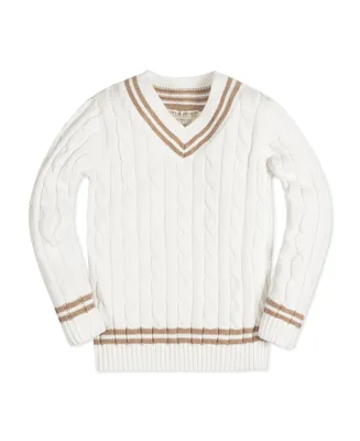 Hope & Henry Boys Organic Long Sleeve V-Neck Cricket Sweater