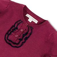 Hope & Henry Baby Girls Long Sleeve Ruffle Sweater Henley