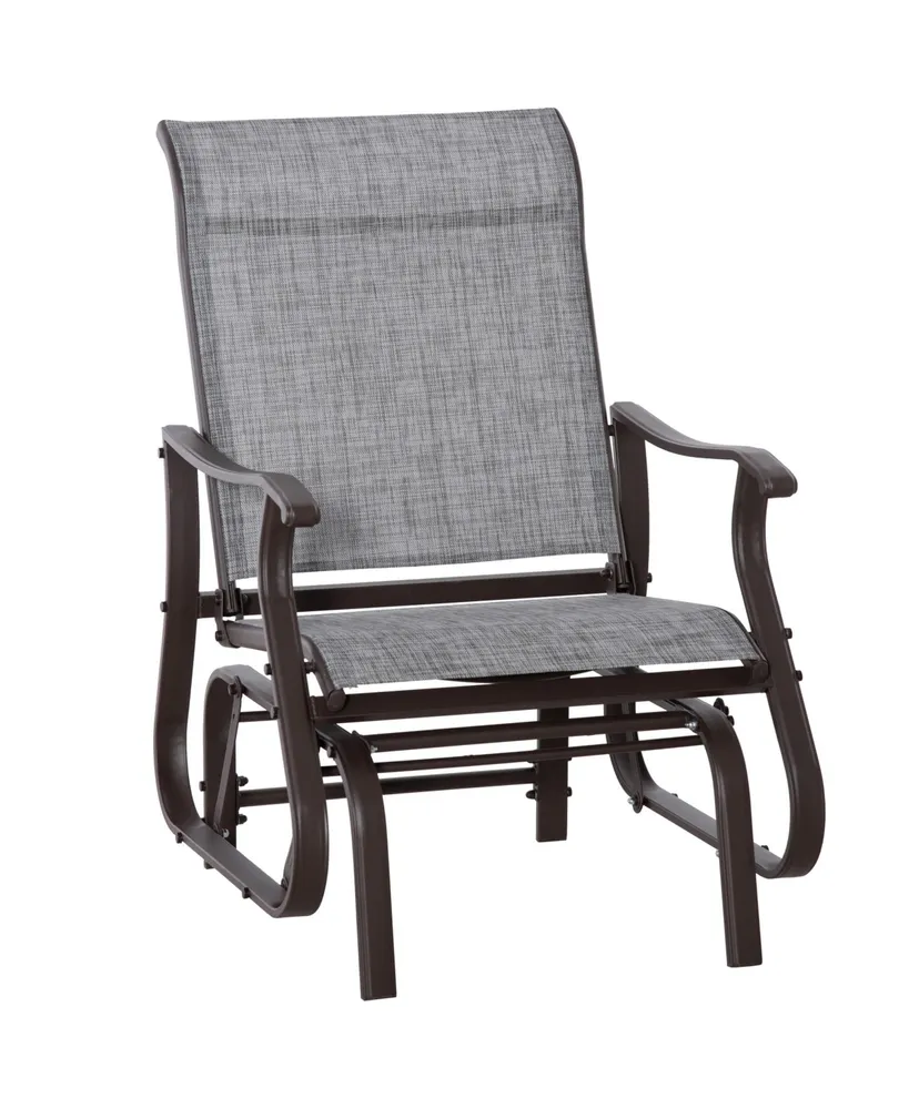 Outsunny Outdoor Swing Glider Chair, Patio Mesh Rocking Chair with Steel Frame for Backyard, Garden and Porch, Grey