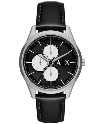 A|X Armani Exchange Men's Quartz Multifunction Black Leather Watch 42mm