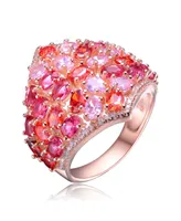 Genevive 18K Rose Gold Plated Red Cubic Zirconia Accent Ring