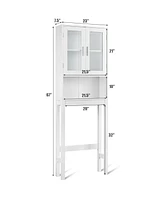 Wooden Over The Toilet Storage Cabinet Spacesaver Organizer Bathroom Tower Rack