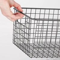 mDesign Metal Wire Food Organizer Basket, Built-In Handles, Medium - 2 Pack, Dark Gray