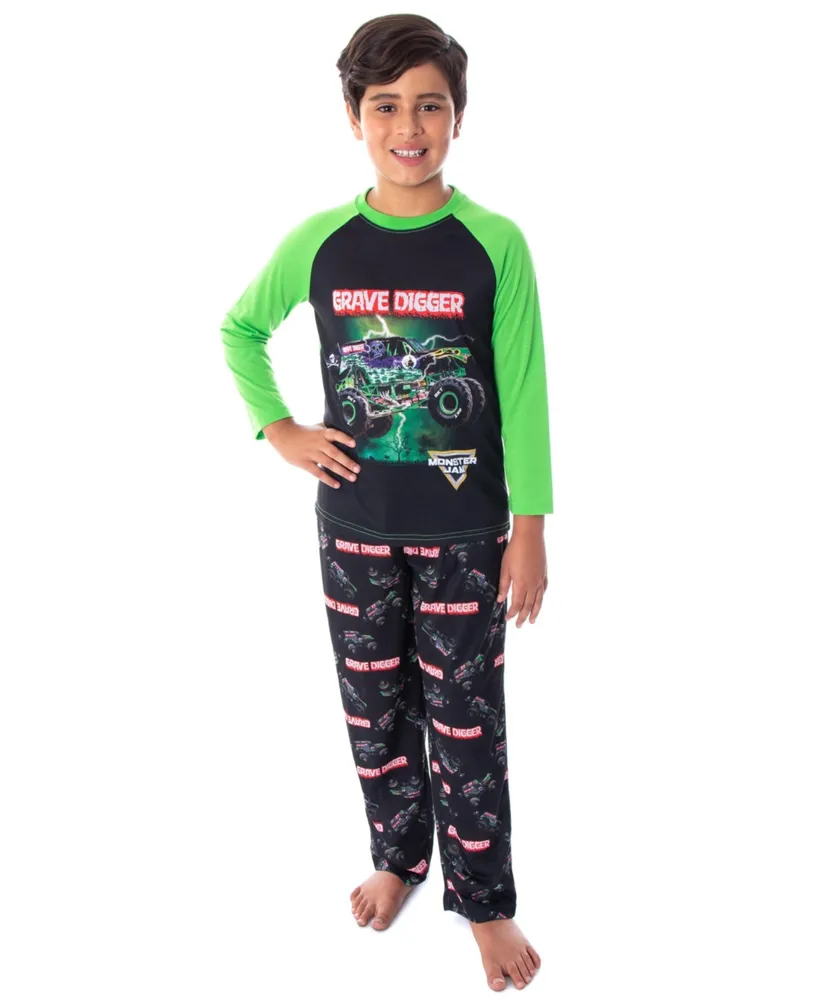 Monster Jam Boys' Grave Digger Truck Kids Shirt And Pants Pajama